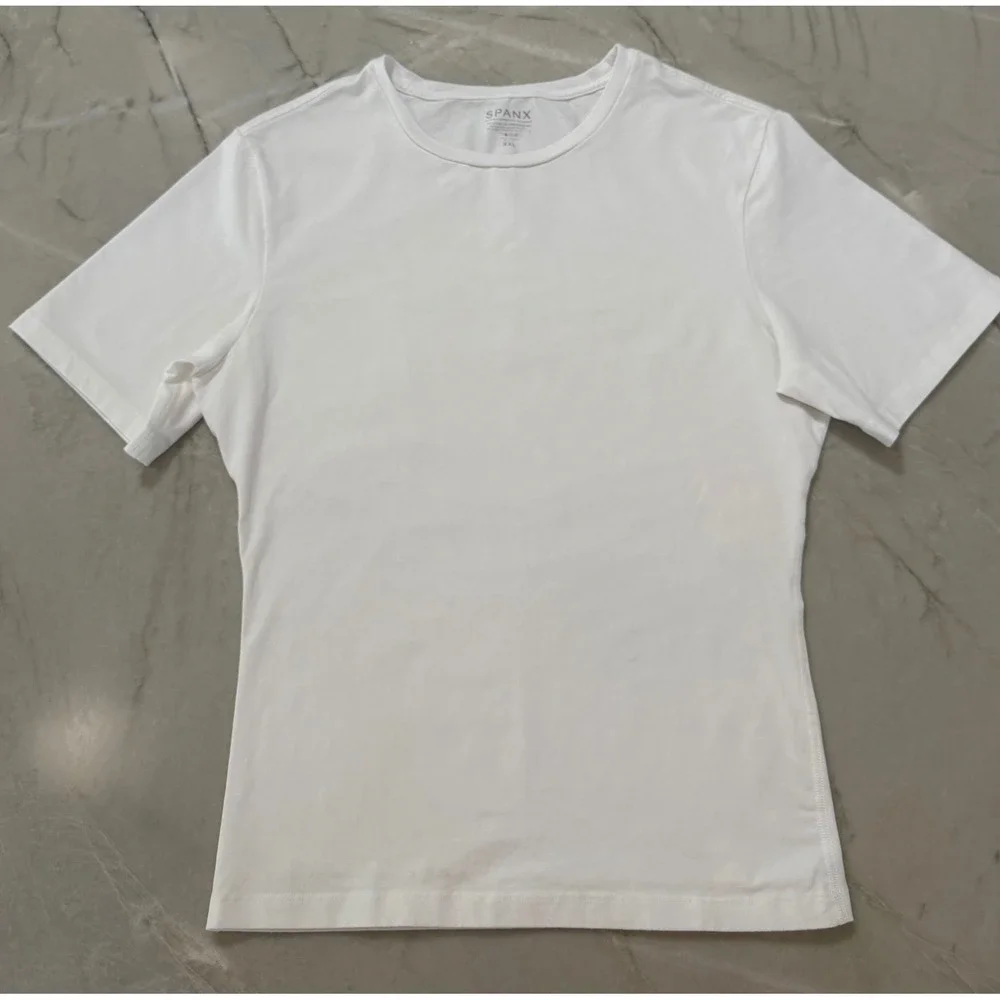 Spanx Men Cotton Compression Short Sleeve Crew Neck Undershirt White - 2XL